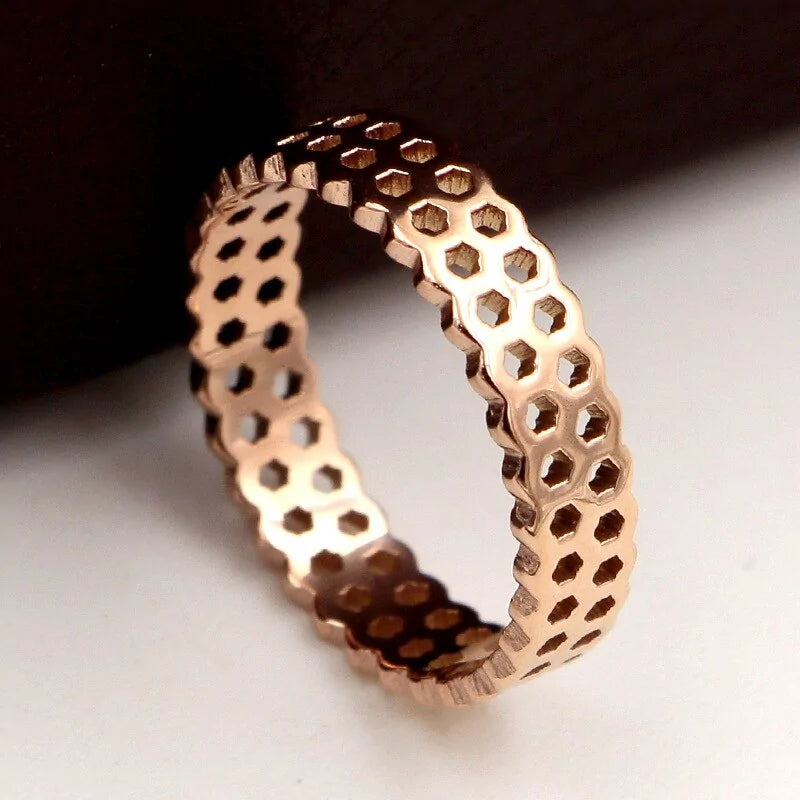 Honeycomb-ring - rosaguld